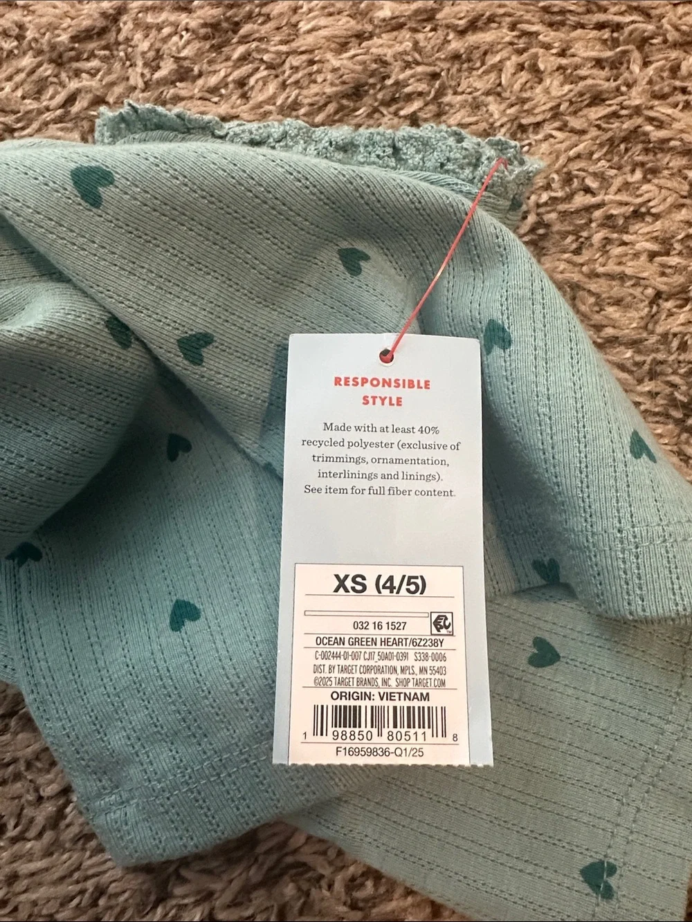 NWT cat &jack green and blue heart tank 7